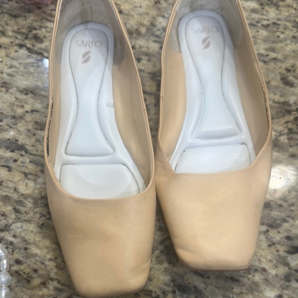 SARTO By Franco Sarto Tan Square Toe Flats